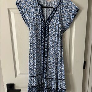 LOFT Blue and White Floral Mini Dress